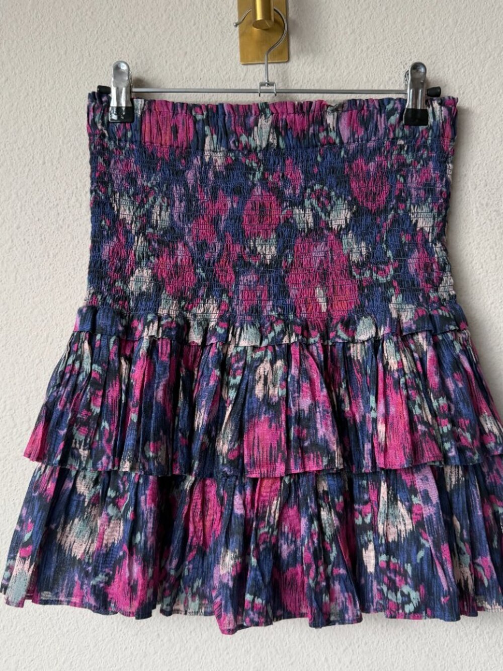 Isabel Marant Etoile Naomi Smocked Mini Skirt in Faded Night Size 38 - Picture 2 of 4